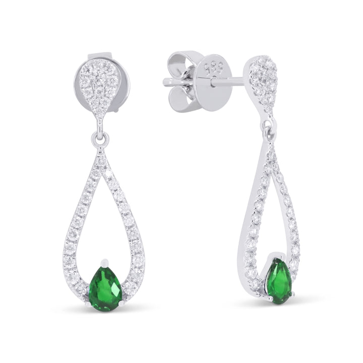 Madison L 14K White Gold Emerald Drop Earrings - style E1886EMW