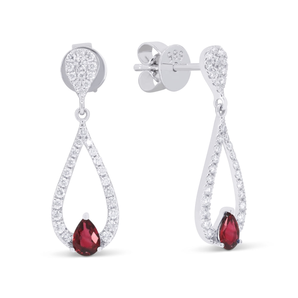 Madison L 14K White Gold Ruby Drop Earrings - style E1886RUW