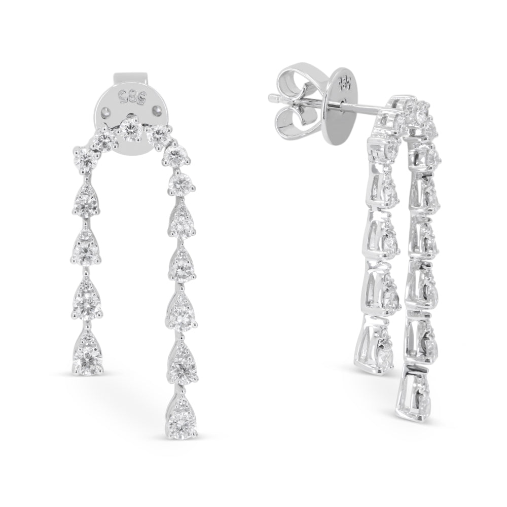 E1892 - 14K White Gold Diamond Drop Earrings