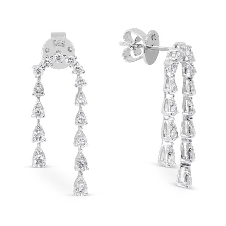 E1892 - 14K White Gold Diamond Drop Earrings