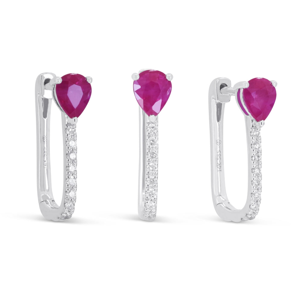 Madison L 14K White Gold Ruby Hoop Earrings - style E1894RUW