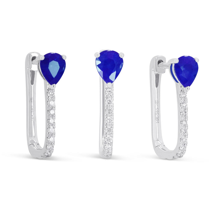 Madison L 14K White Gold Sapphire Hoop Earrings - style E1894SAW