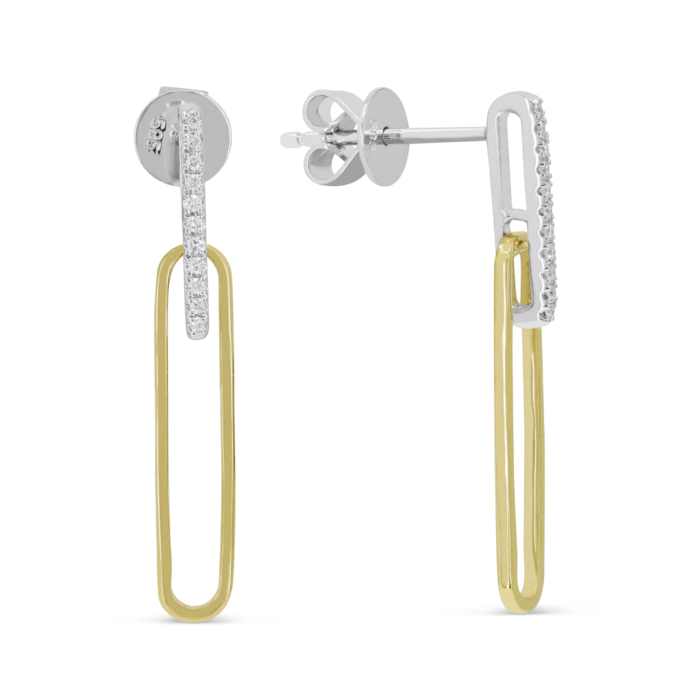 Madison L 14K Two Tone Gold Diamond Paperclip Drop Earrings - style E1896WY