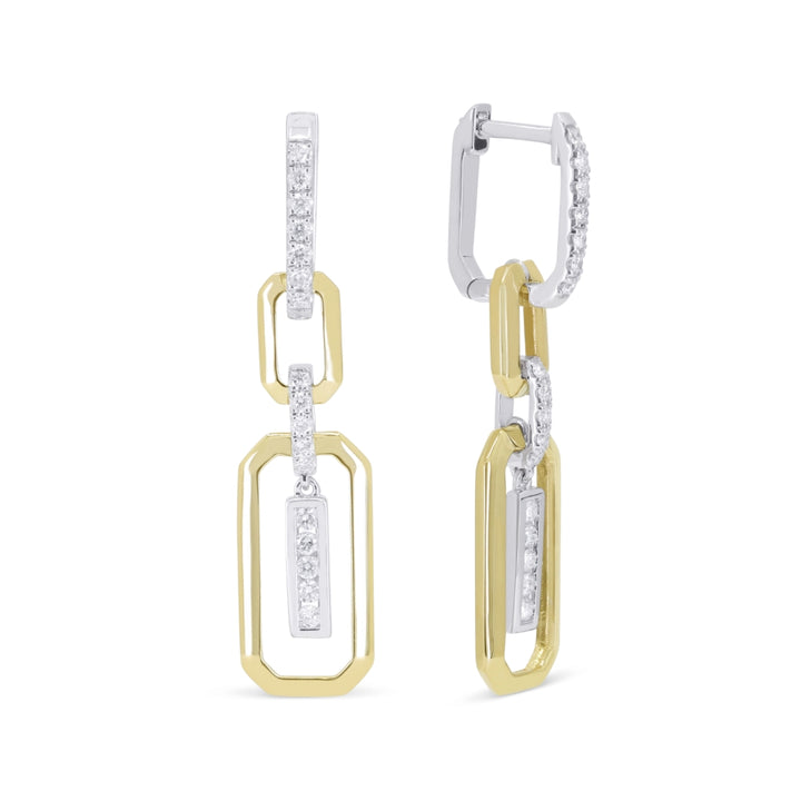 Madison L 14K Two Tone Gold Diamond Paperclip Drop Earrings - style E1898WY