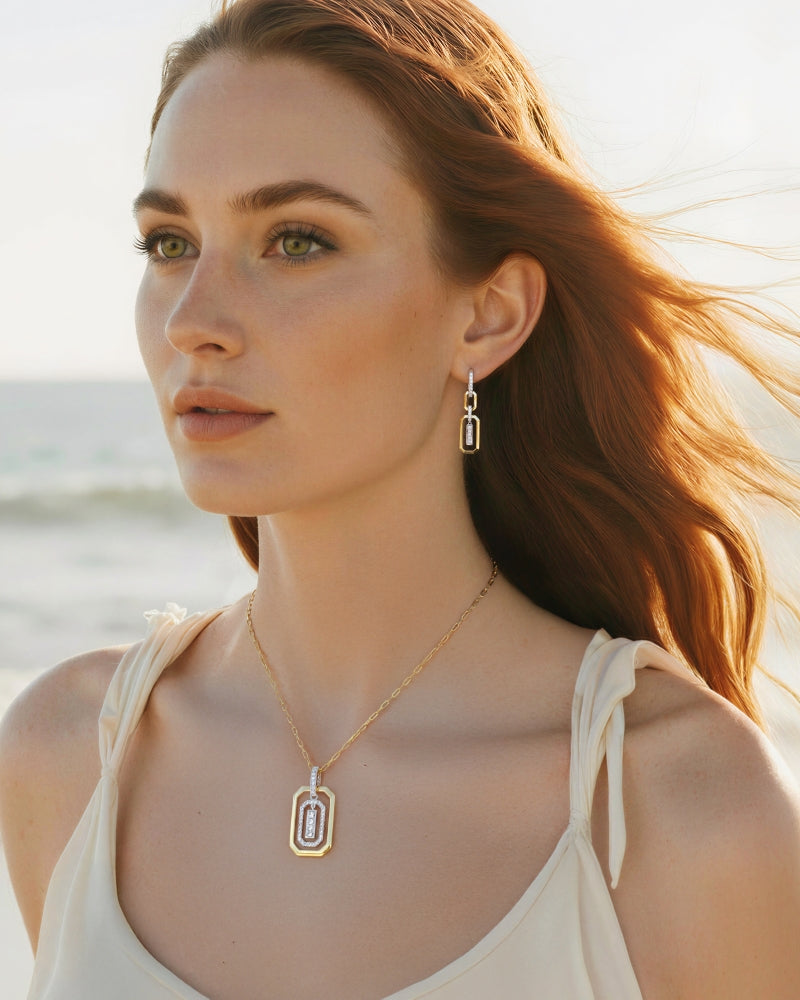 Madison L 14K Two Tone Gold Diamond Drop Earrings - style E1898WY