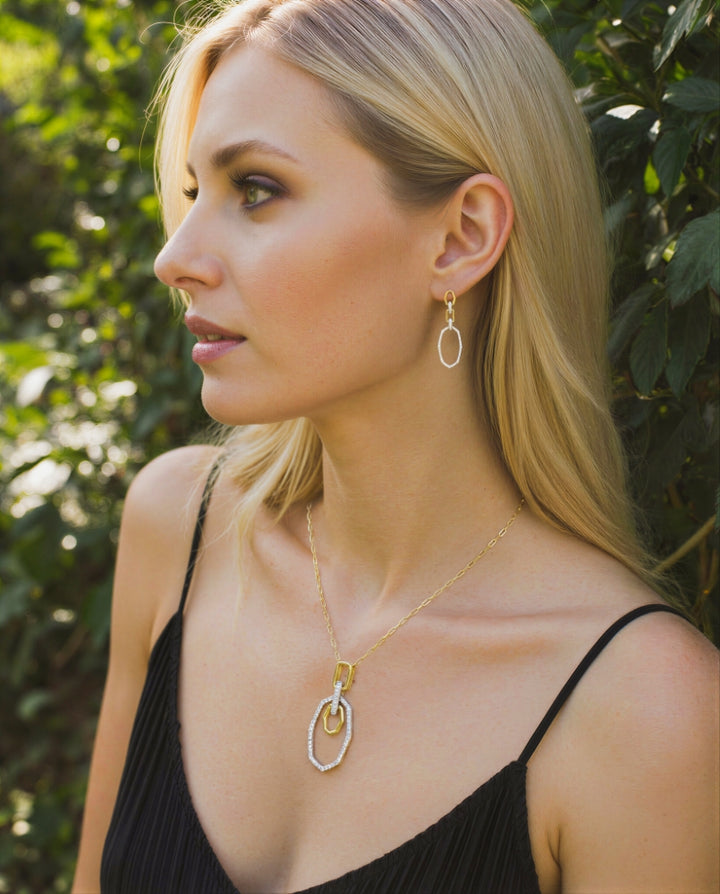 Madison L 14K Two Tone Gold Diamond Drop Earrings - style E1903WY