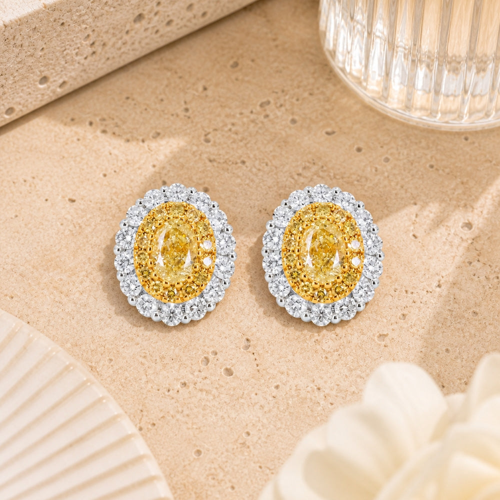 E1908 - 18K White Gold Fancy Yellow Diamond Stud Earrings