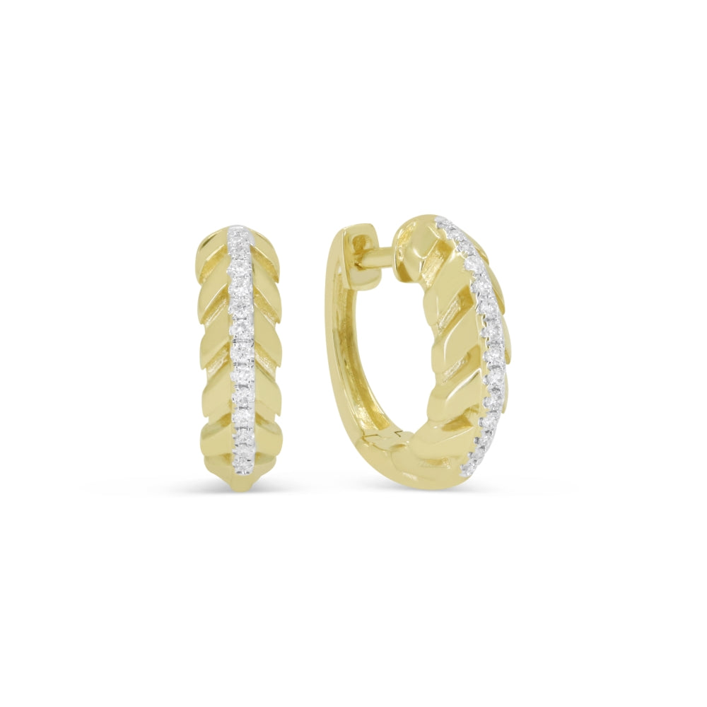 E1933 - 14K Yellow Gold Diamond Hoop Earrings