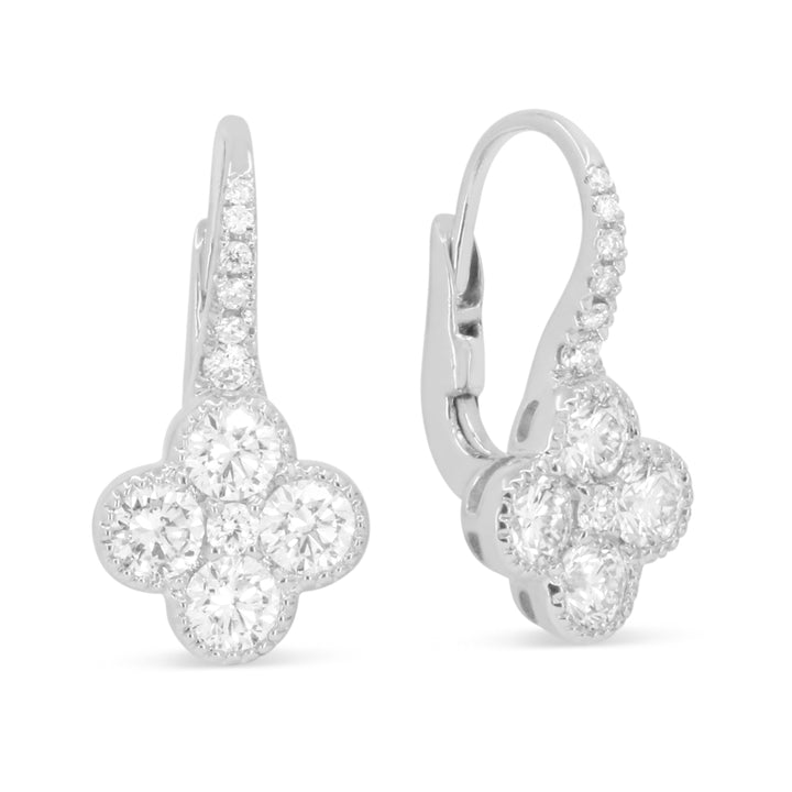 Madison L 14K White Gold Diamond Clover Drop Earrings - style E1943W