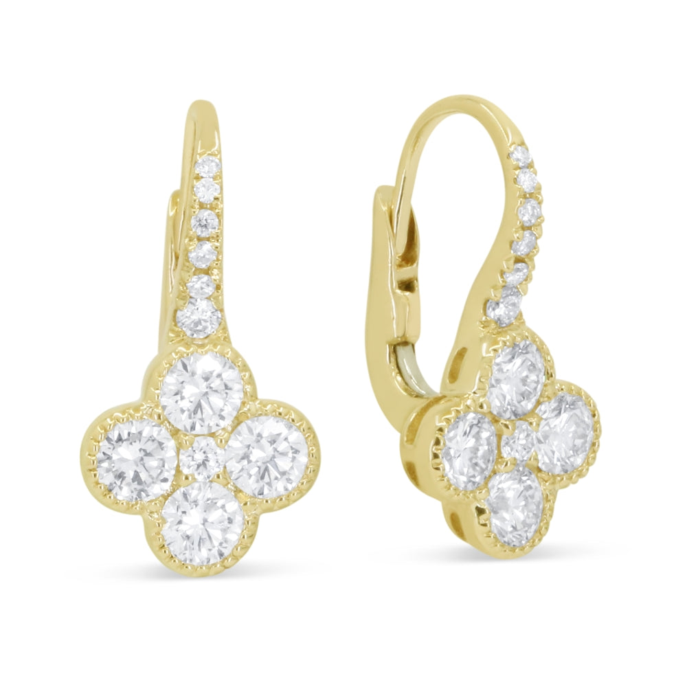 Madison L 14K Yellow Gold Diamond Clover Drop Earrings - style E1943Y