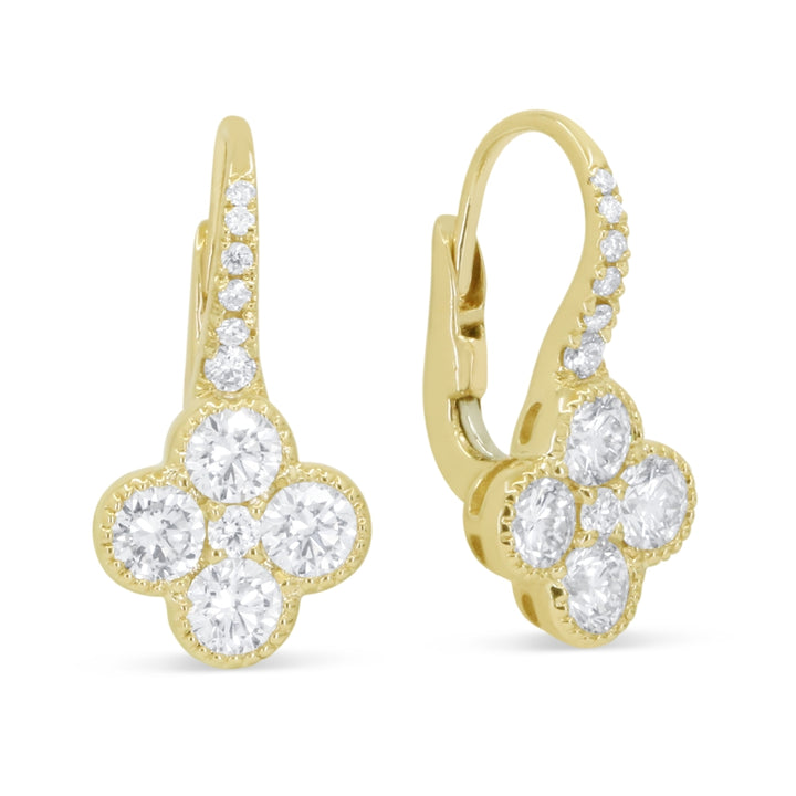 Madison L 14K Yellow Gold Diamond Clover Drop Earrings - style E1943Y