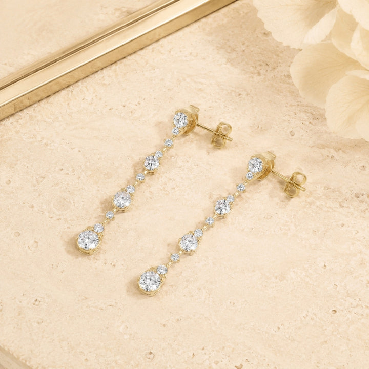E1956 - 14K Yellow Gold Diamond Drop Earrings