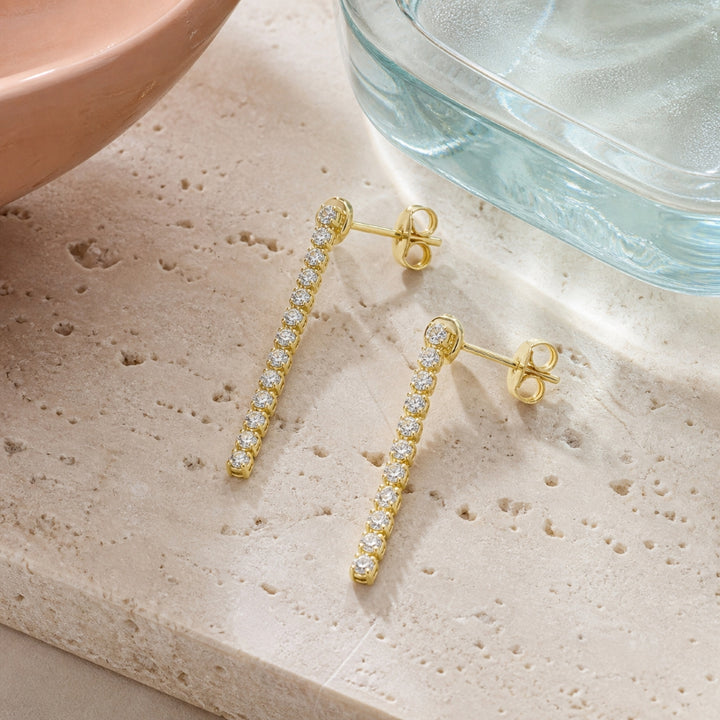 E1961 - 14K Gold Diamond Drop Earrings