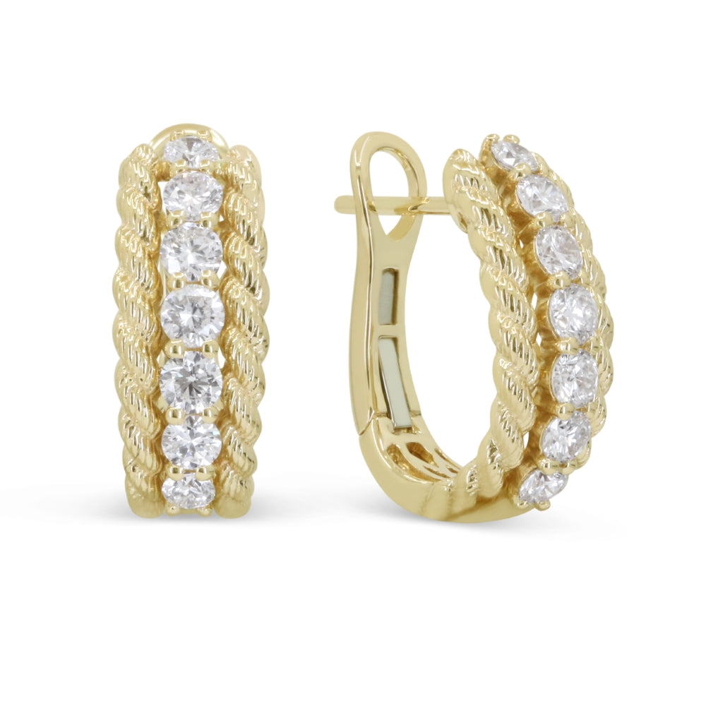 Madison L 14K Yellow Gold Diamond Huggie Hoop Earrings - style E1967Y