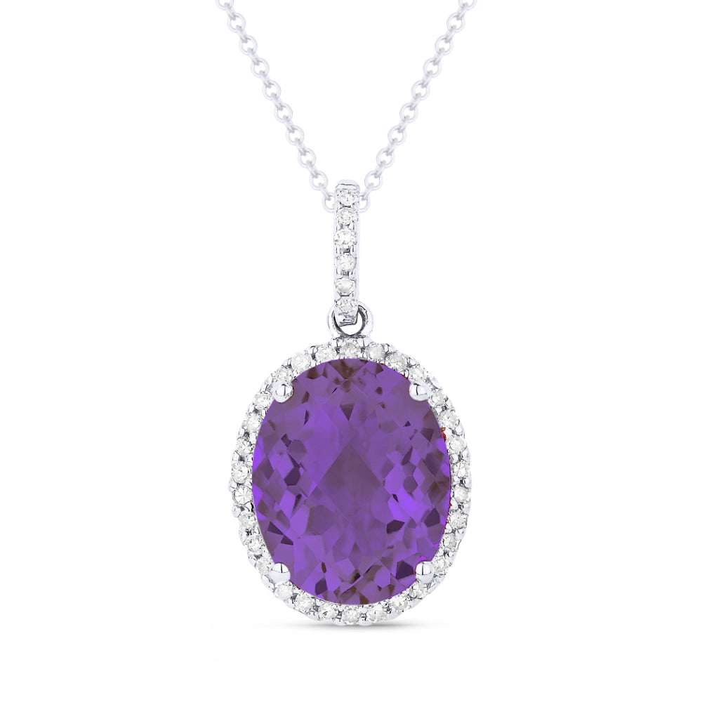 Madison L 14K White Gold Amethyst Oval Pendant - style N1027AMW