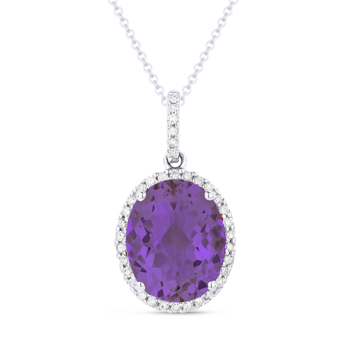 Madison L 14K White Gold Amethyst Oval Pendant - style N1027AMW