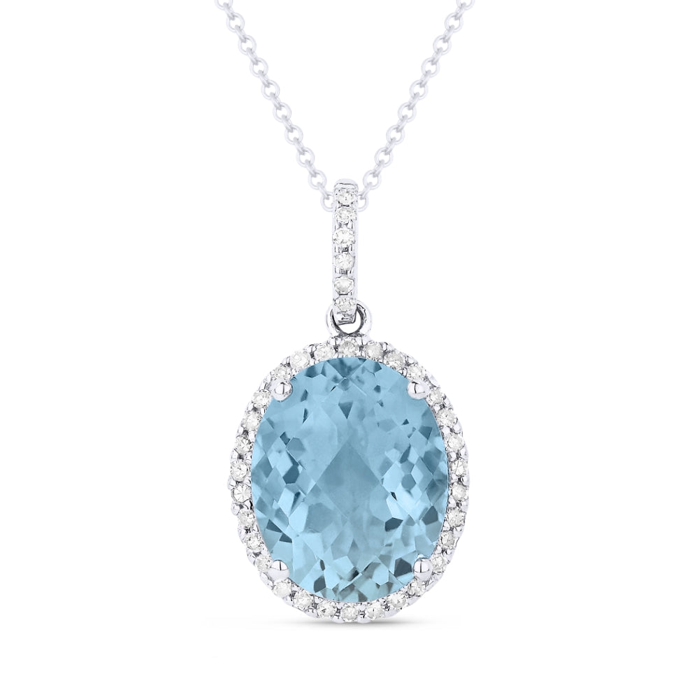 Madison L 14K White Gold Aquamarine Oval Pendant - style N1027AQW