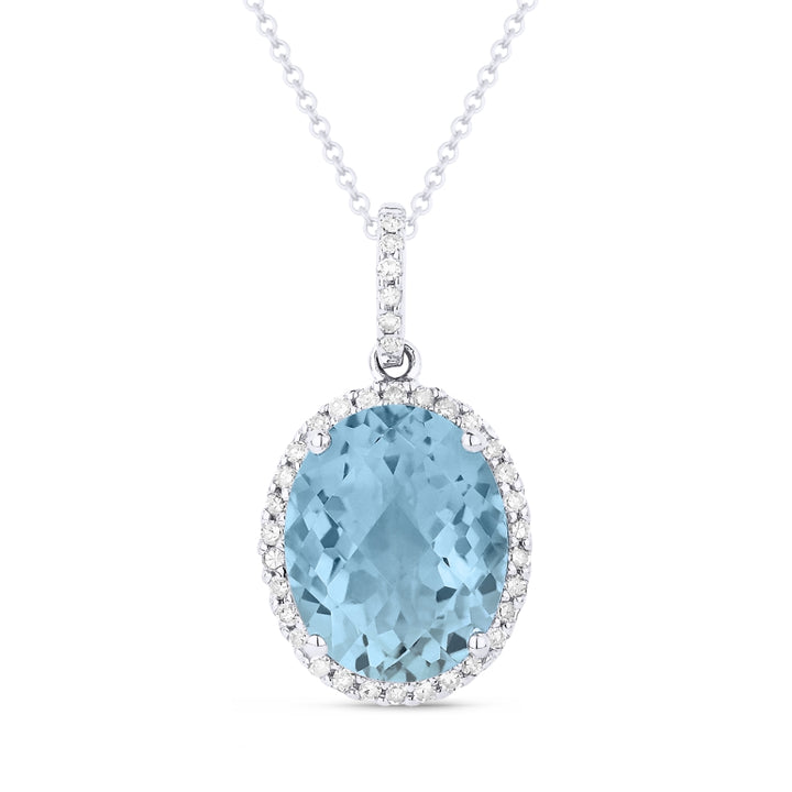 Madison L 14K White Gold Aquamarine Oval Pendant - style N1027AQW