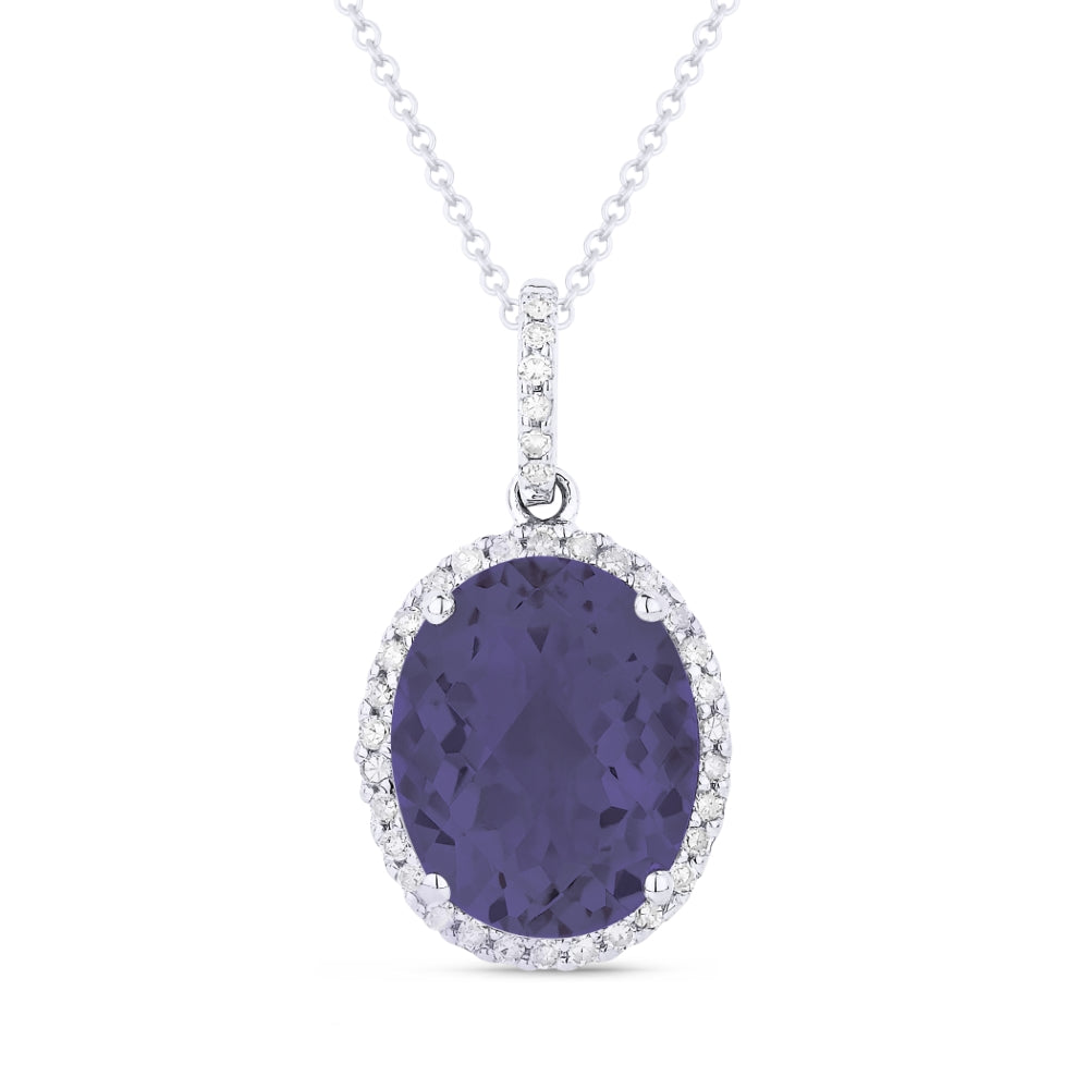 Madison L 14K White Gold Created Alexandrite Oval Pendant - style N1027AXW
