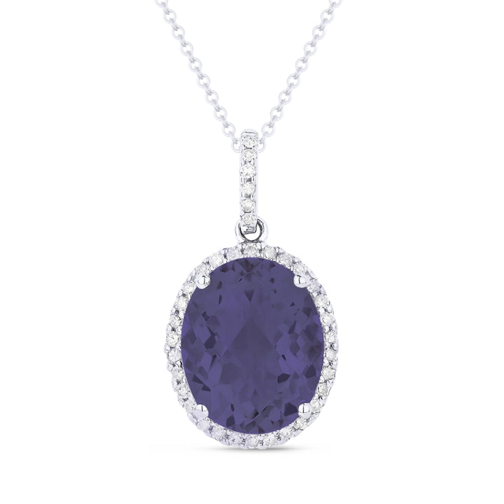 Madison L 14K White Gold Created Alexandrite Oval Pendant - style N1027AXW
