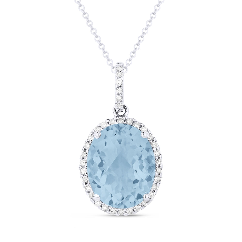 Madison L 14K White Gold Blue Topaz Oval Pendant - style N1027BTW
