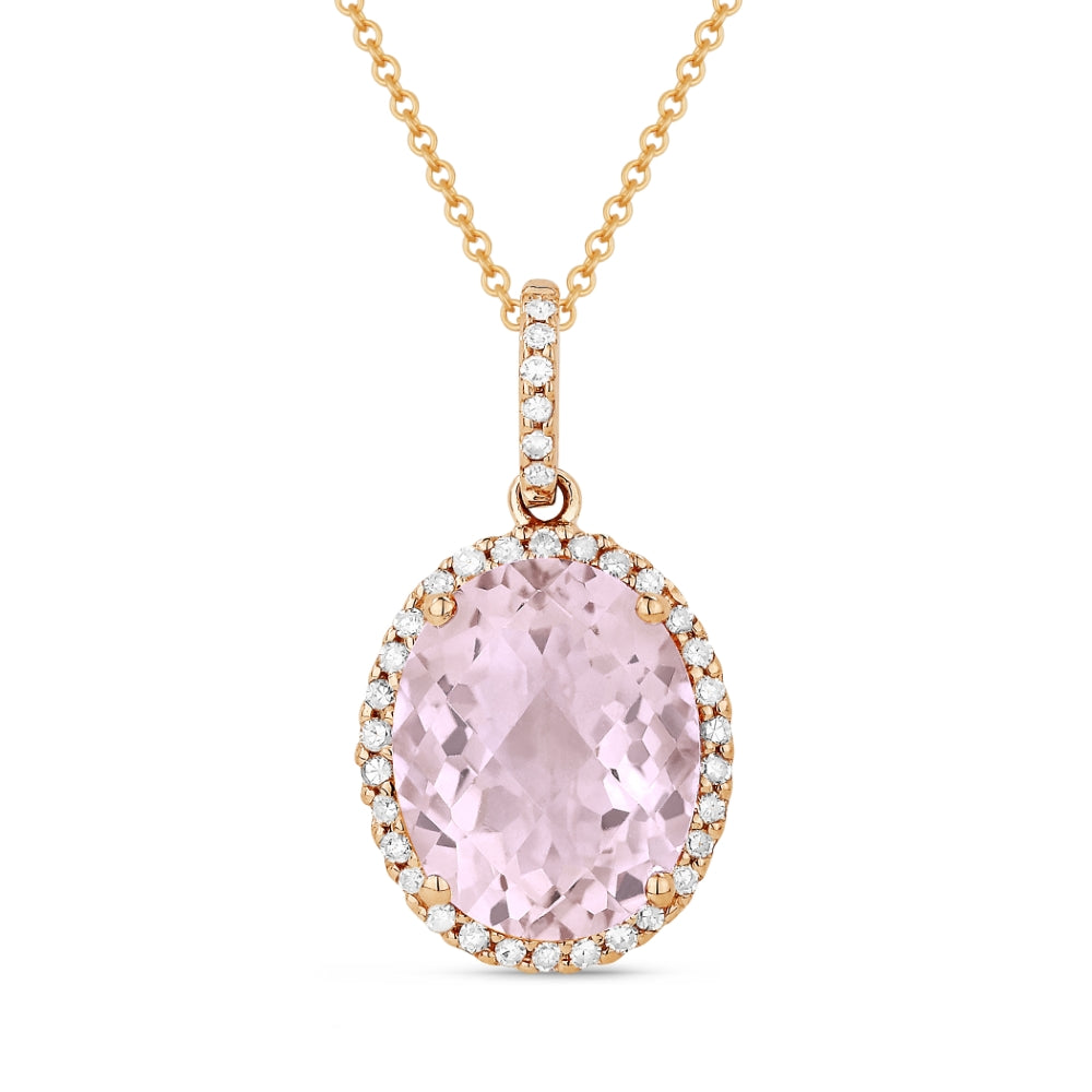 Madison L 14K Rose Gold Created Morganite Oval Pendant - style N1027CMGP
