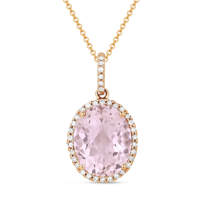 Madison L 14K Rose Gold Created Morganite Oval Pendant - style N1027CMGP
