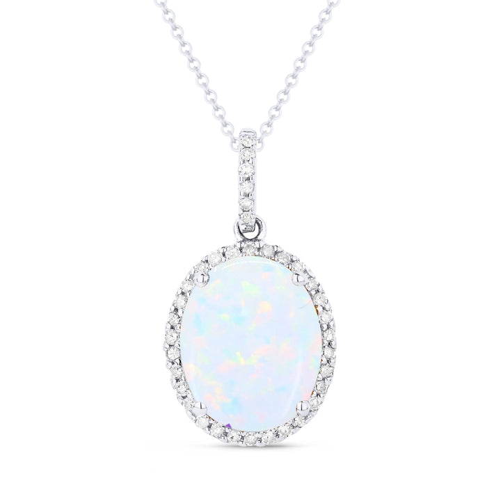 Madison L 14K White Gold Created Ethiopian Opal Oval Pendant - style N1027COPW