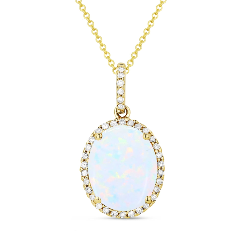 Madison L 14K Yellow Gold Created Ethiopian Opal Oval Pendant - style N1027COPY