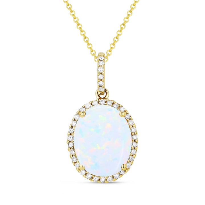 Madison L 14K Yellow Gold Created Ethiopian Opal Oval Pendant - style N1027COPY