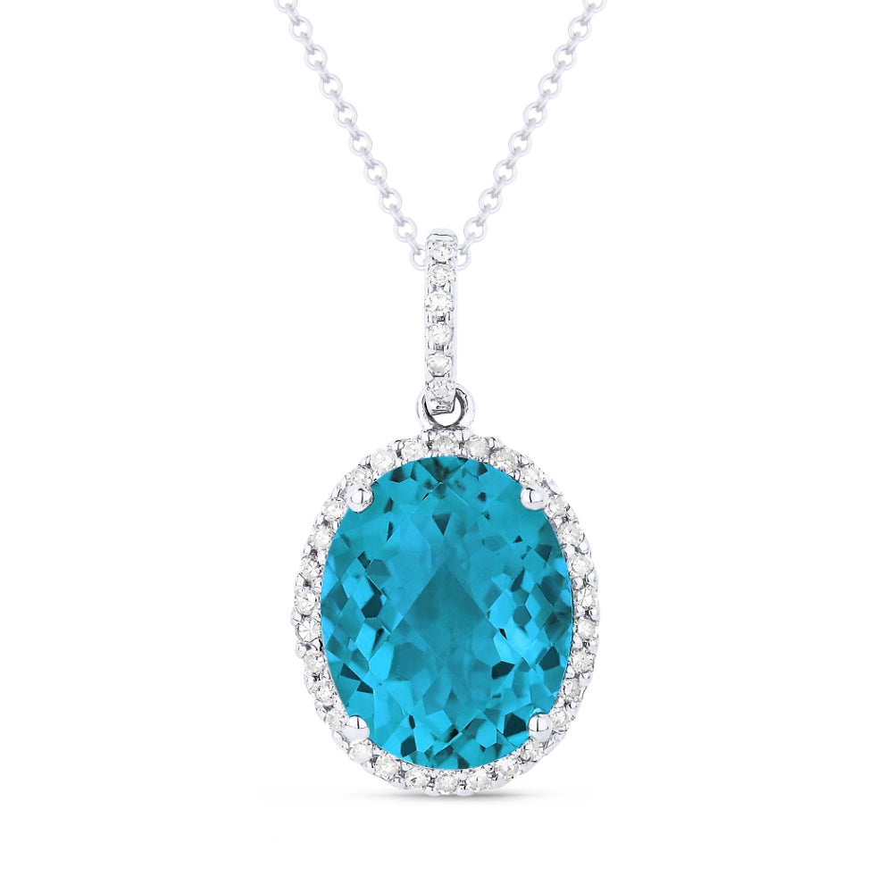 Madison L 14K White Gold Created Tourmaline Paraiba Oval Pendant - style N1027CPARW