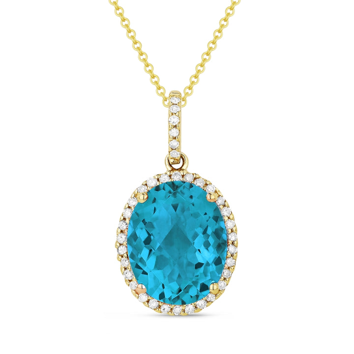 Madison L 14K Yellow Gold Created Tourmaline Paraiba Oval Pendant - style N1027CPARY