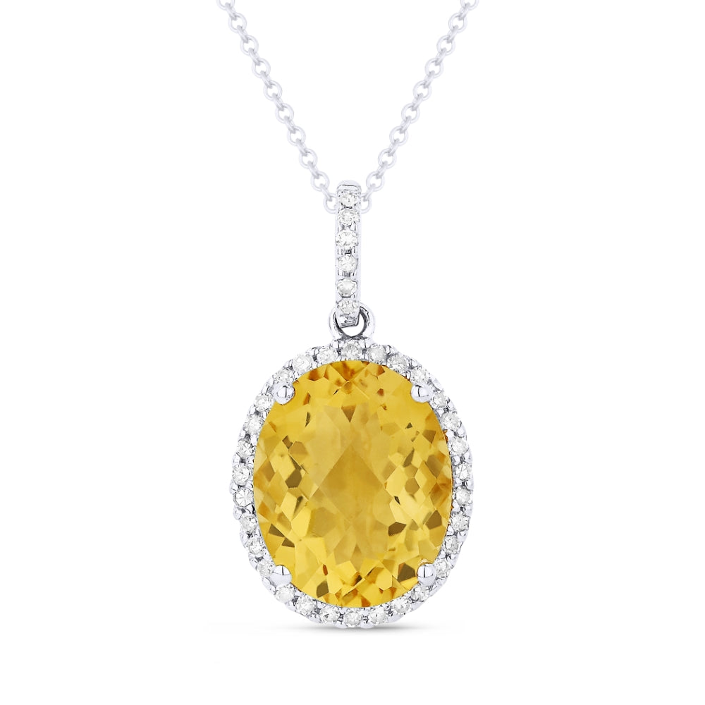 Madison L 14K White Gold Citrine Oval Pendant - style N1027CTW