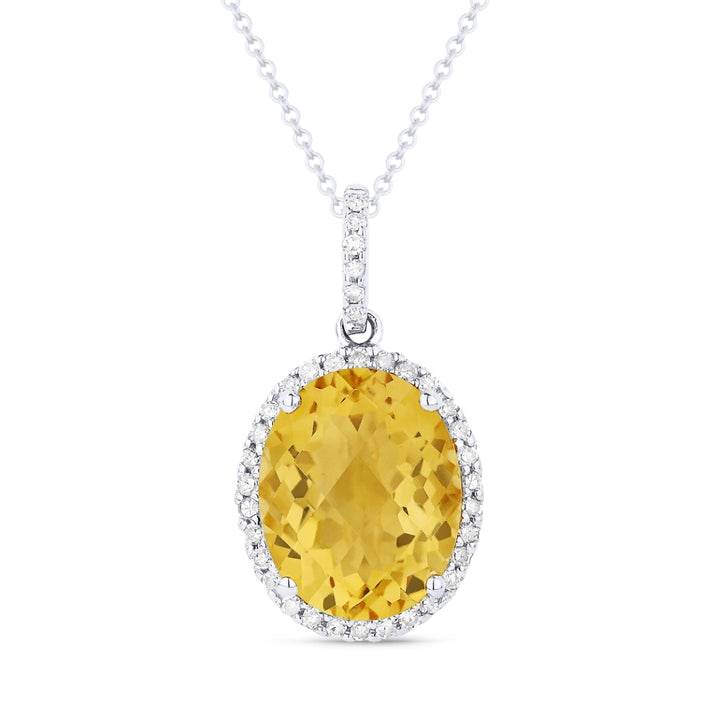 Madison L 14K White Gold Citrine Oval Pendant - style N1027CTW