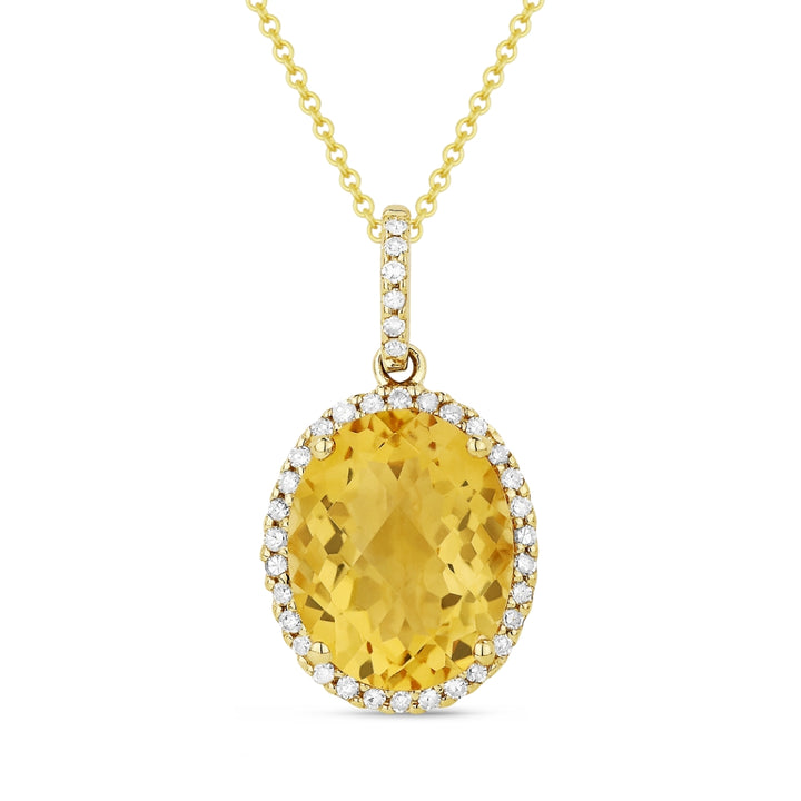 Madison L 14K Yellow Gold Citrine Oval Pendant - style N1027CTY