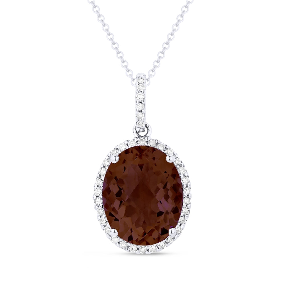 Madison L 14K White Gold Garnet Oval Pendant - style N1027GAW