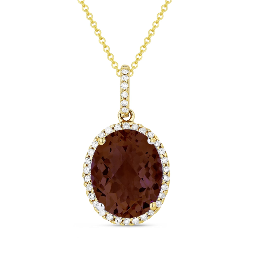Madison L 14K Yellow Gold Garnet Oval Pendant - style N1027GAY
