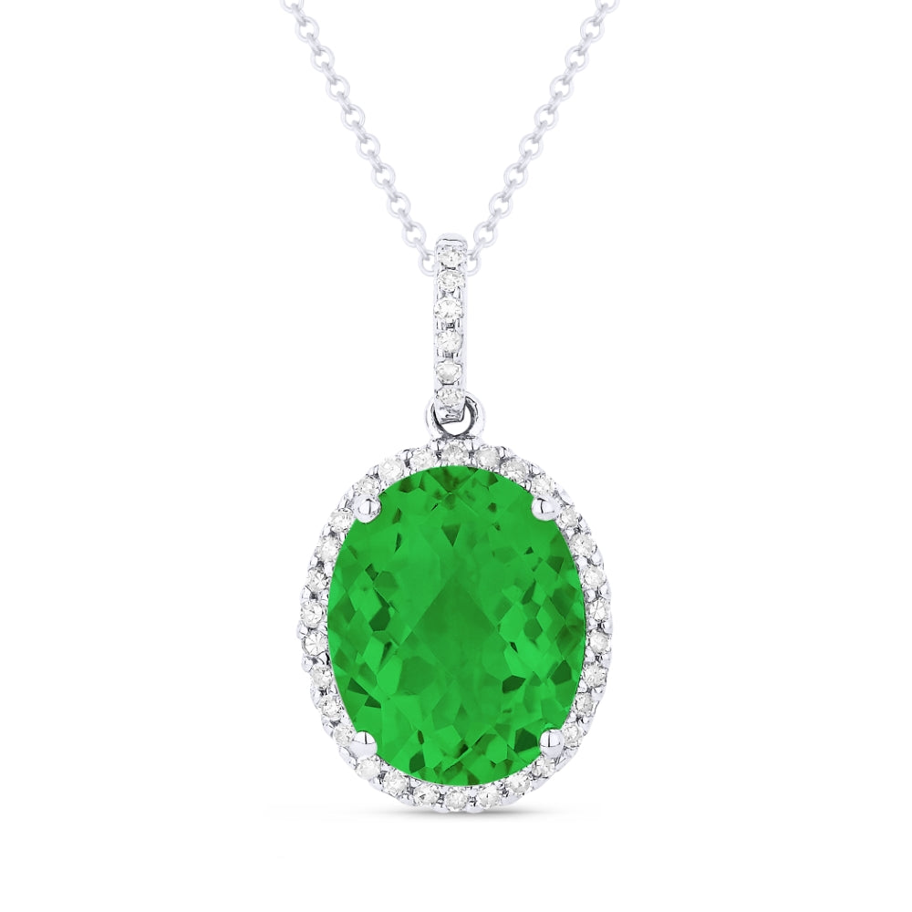 Madison L 14K White Gold Created Emerald Oval Pendant - style N1027GCW