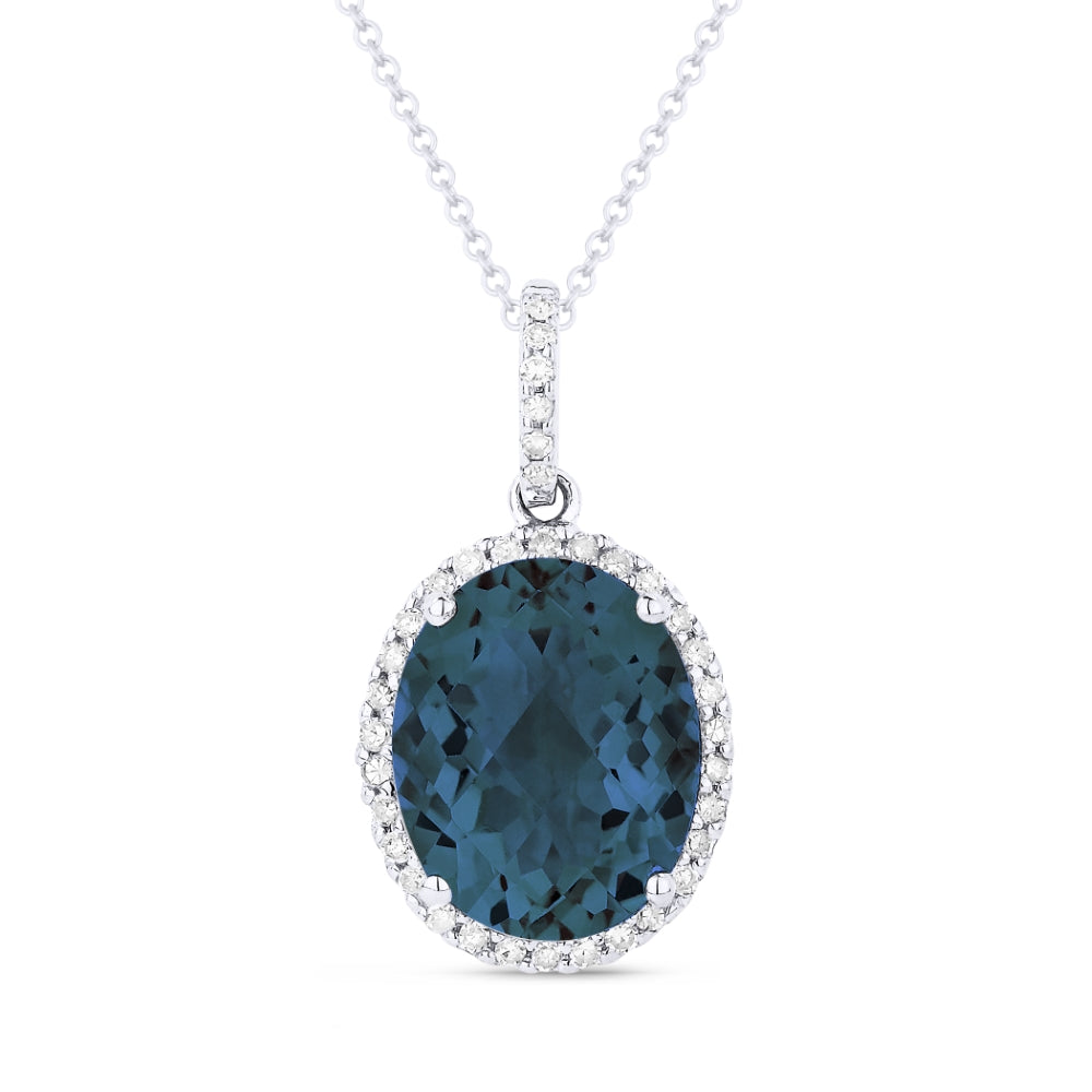 Madison L 14K White Gold London Blue Topaz Oval Pendant - style N1027LBTW