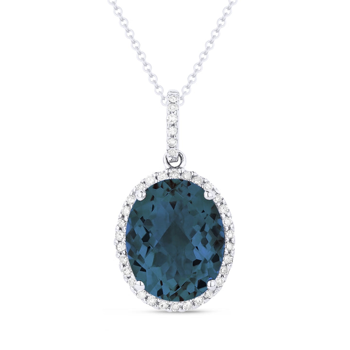 Madison L 14K White Gold London Blue Topaz Oval Pendant - style N1027LBTW