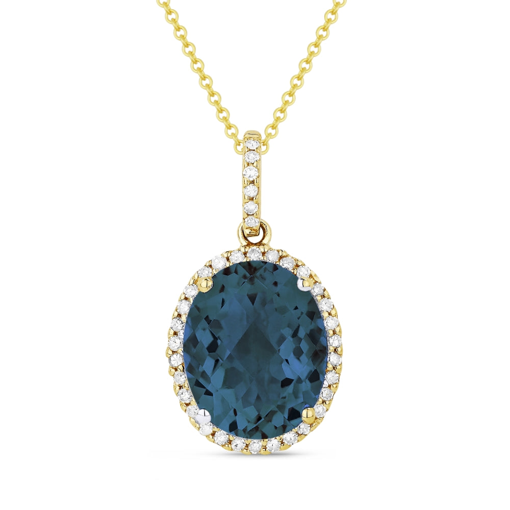 Madison L 14K Yellow Gold London Blue Topaz Oval Pendant - style N1027LBTY