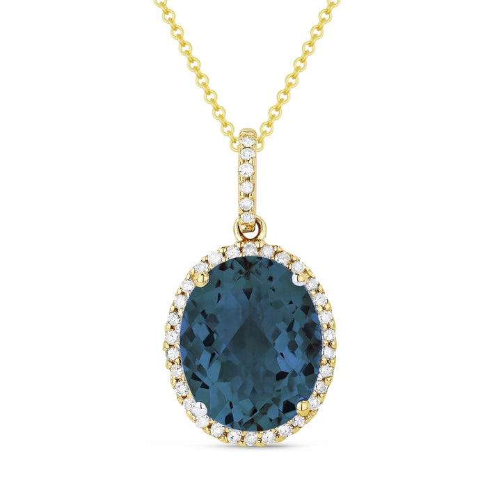 Madison L 14K Yellow Gold London Blue Topaz Oval Pendant - style N1027LBTY