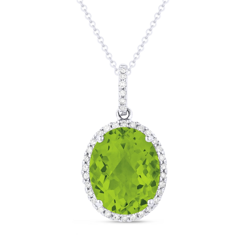 Madison L 14K White Gold Peridot Oval Pendant - style N1027PRW