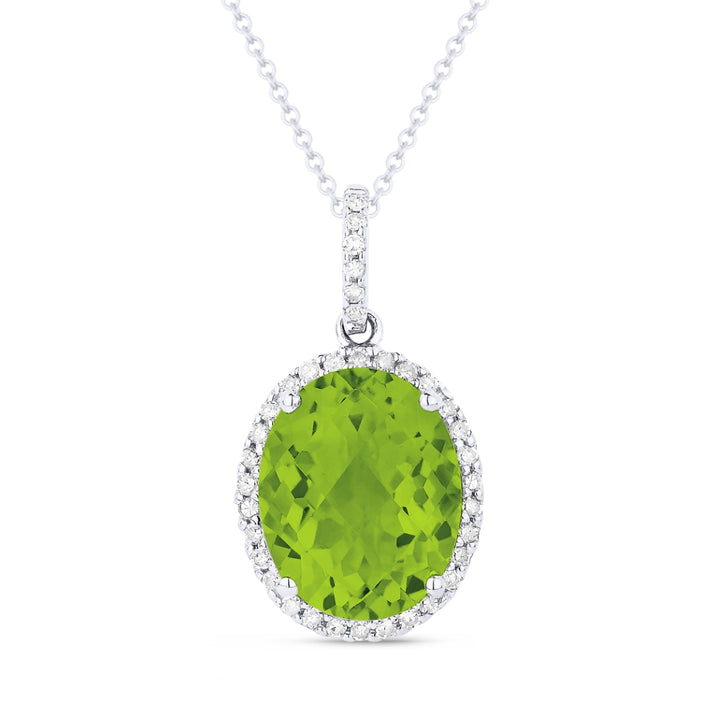 Madison L 14K White Gold Peridot Oval Pendant - style N1027PRW