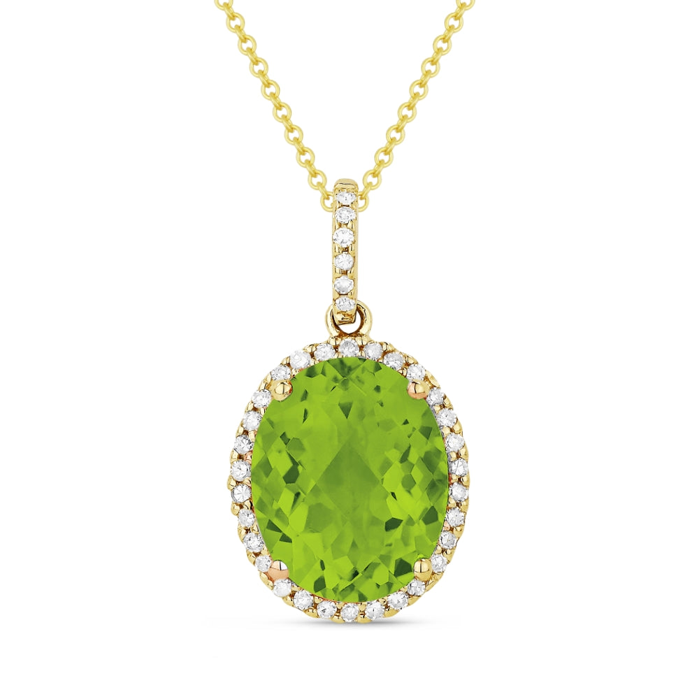Madison L 14K Yellow Gold Peridot Oval Pendant - style N1027PRY