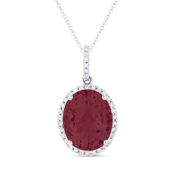 Madison L 14K White Gold Created Ruby Oval Pendant - style N1027RCW