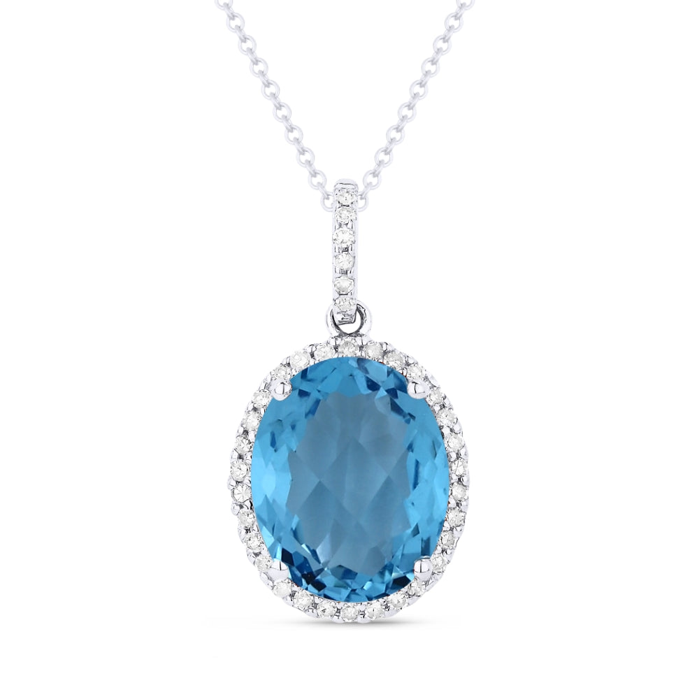 Madison L 14K White Gold Swiss Blue Topaz Oval Pendant - style N1027SWBTW