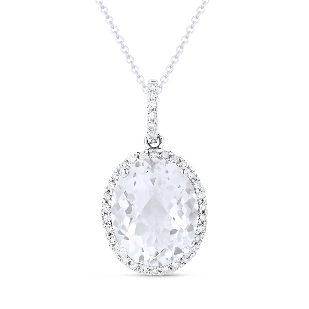 Madison L 14K White Gold White Topaz Oval Pendant - style N1027WTW