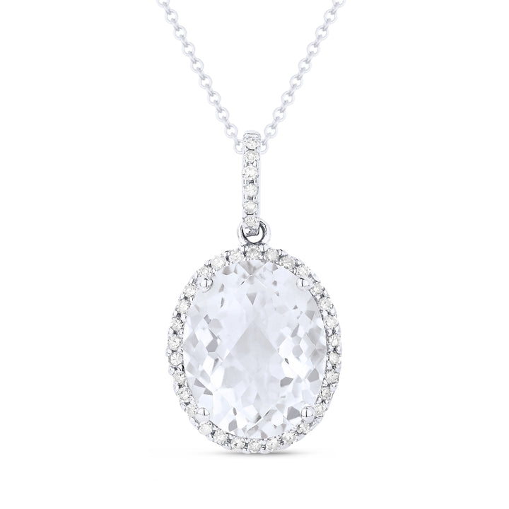 Madison L 14K White Gold White Topaz Oval Pendant - style N1027WTW
