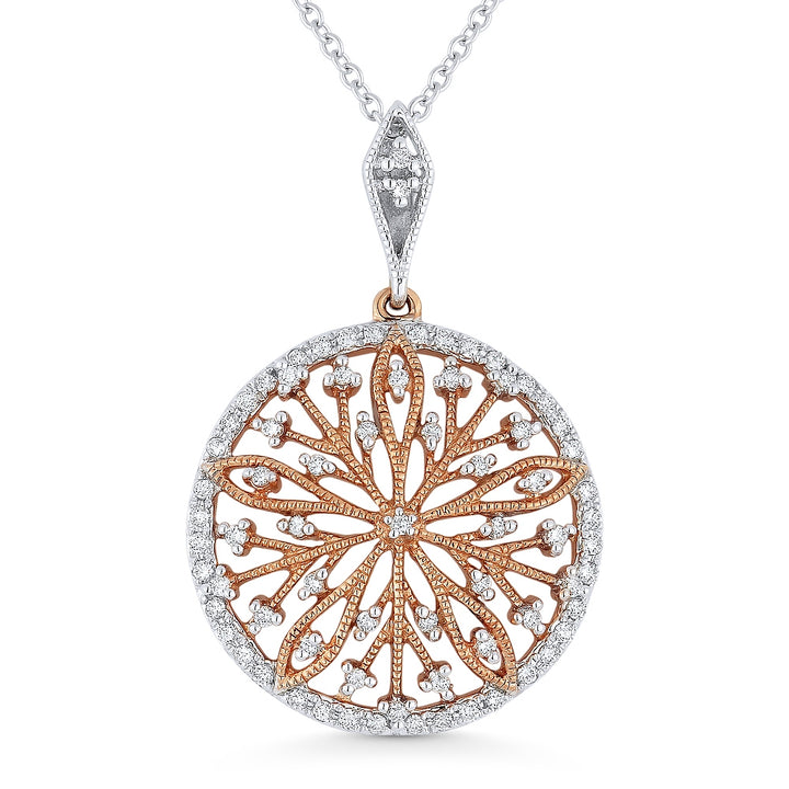 Madison L 14K Two Tone Gold Diamond Round Pendant - style N1031WP